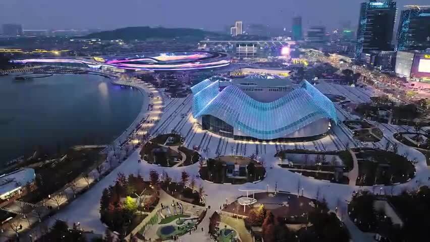 苏州狮山新区夜景航拍