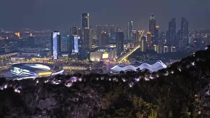 苏州狮山新区夜景航拍