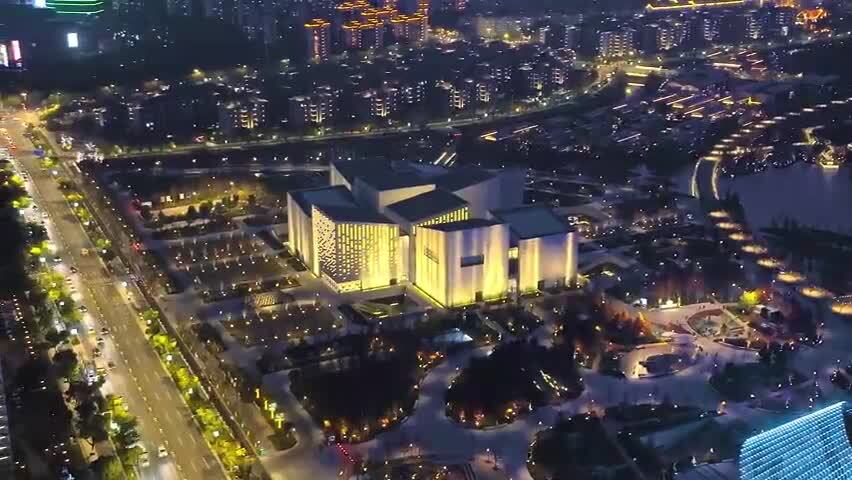 苏州狮山新区夜景航拍