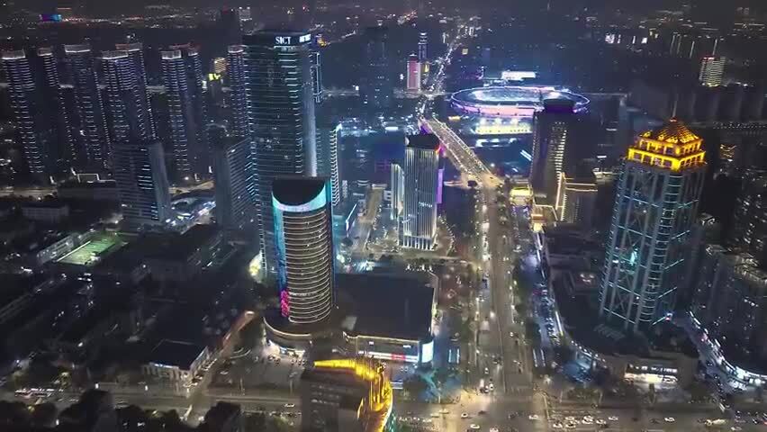 苏州狮山新区夜景航拍