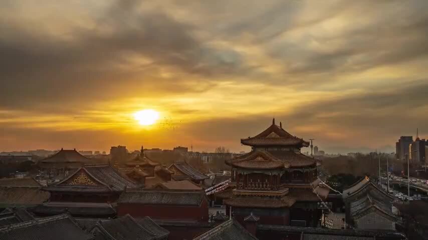 雍和宫日落霞光