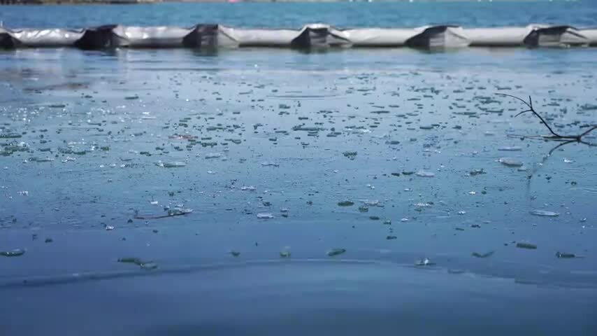 寒潮来临气温下降南京玄武湖公园湖面结冰