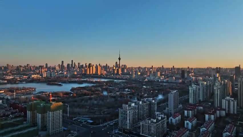 天津广播电视塔天塔水上公园航拍