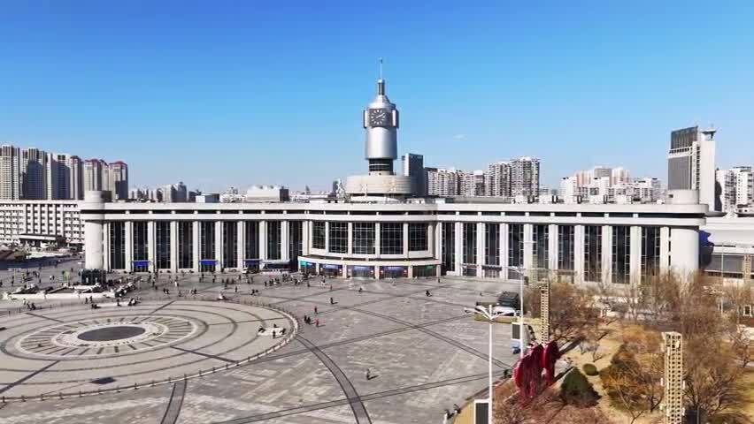 天津火车站航拍空镜