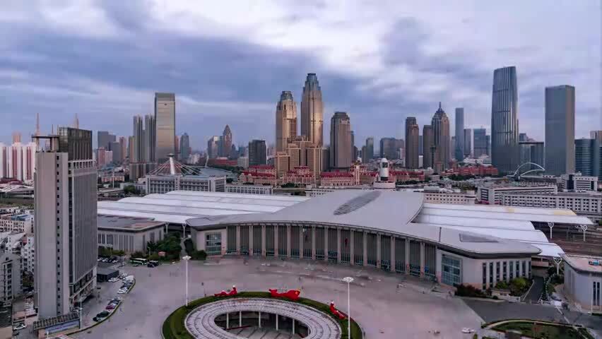 天津高铁站日转夜延时