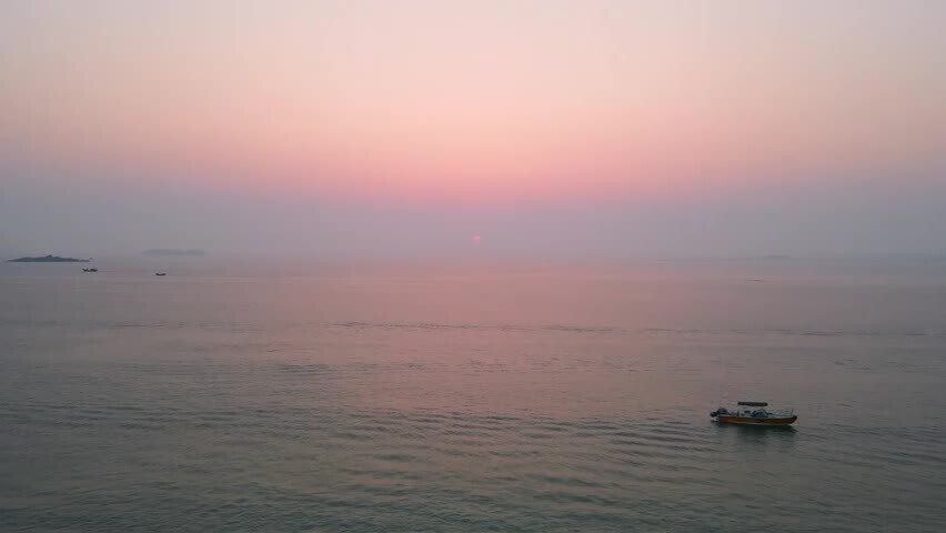 福州平潭龙王头海上日出航拍