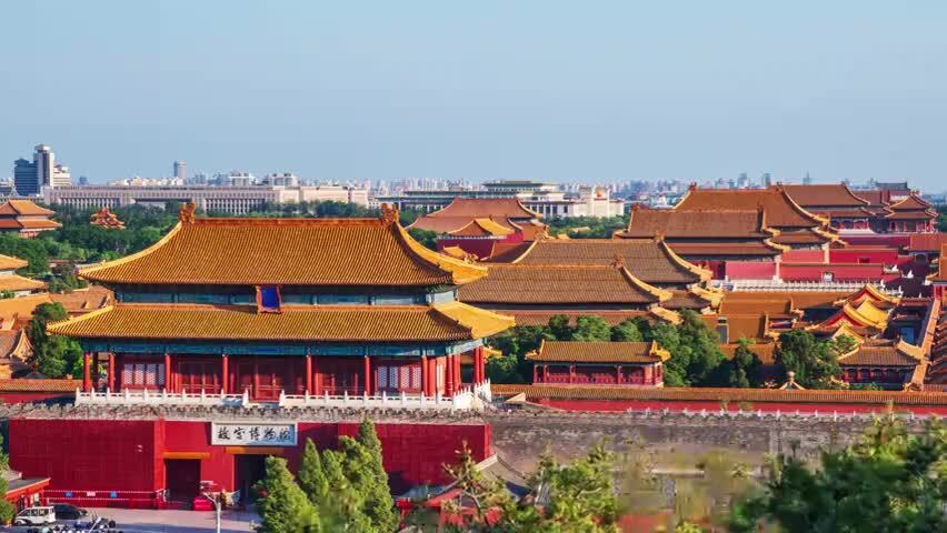 北京故宫日落光影变化