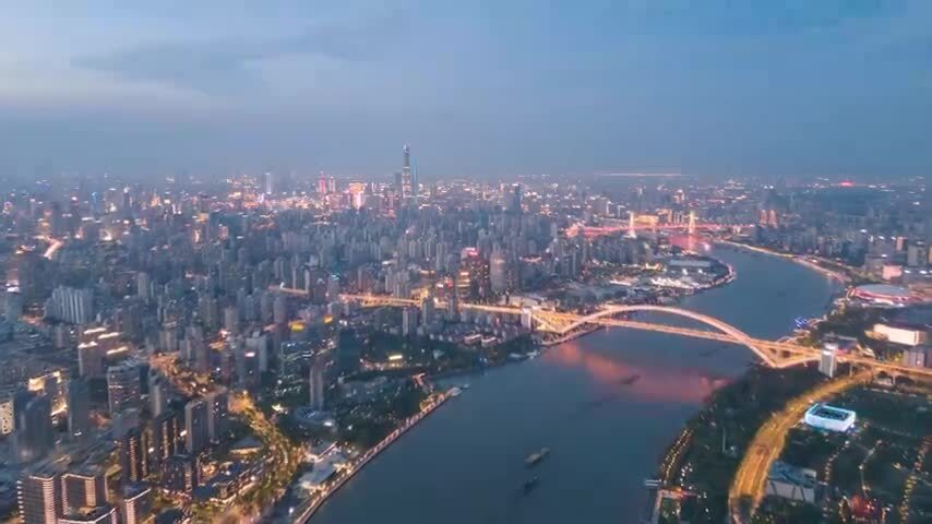 上海城市夜景航拍延时摄影