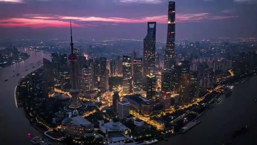 上海夜景航拍延时