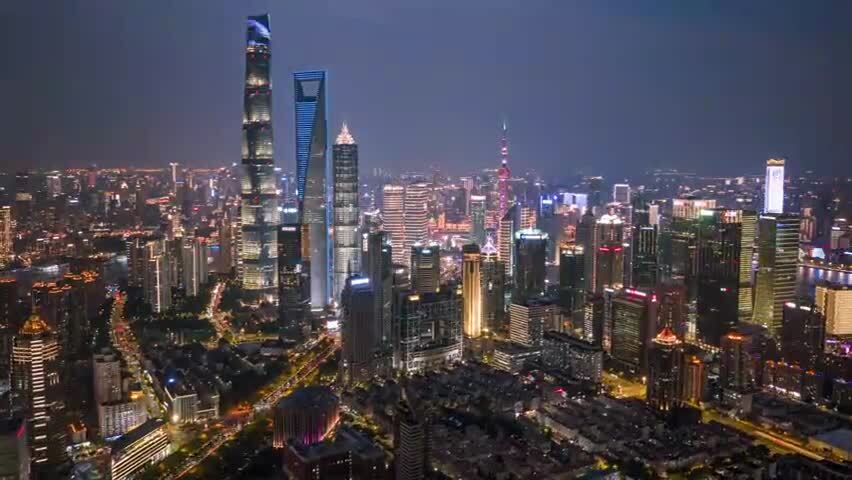 上海夜景航拍延时