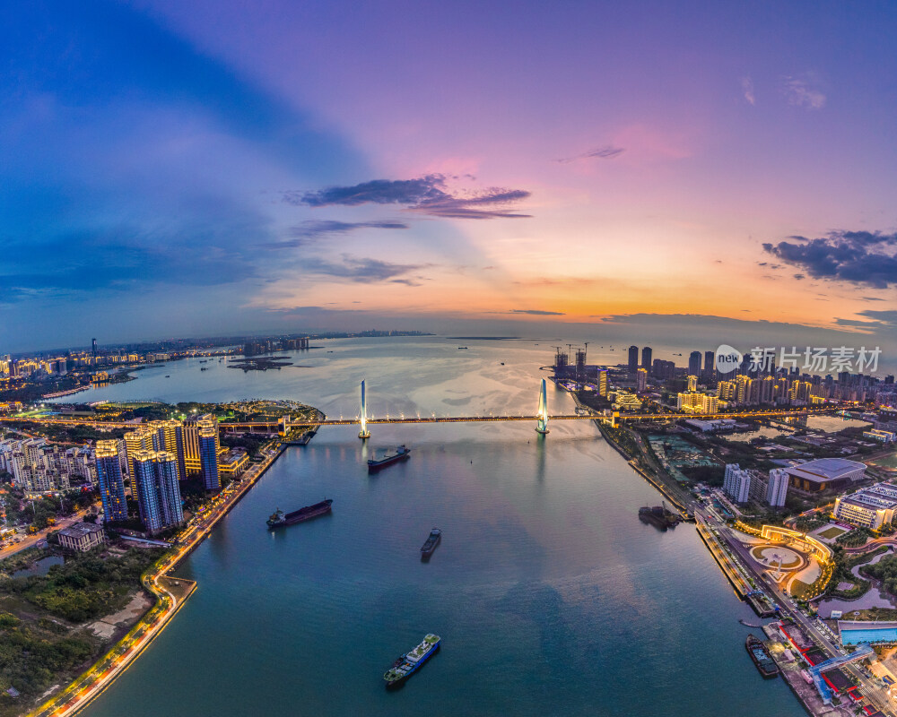 海口世纪大桥晚霞