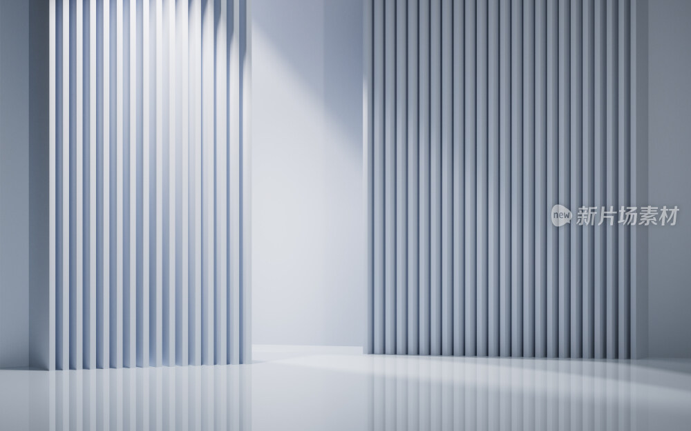 白色几何体建筑空间3D渲染