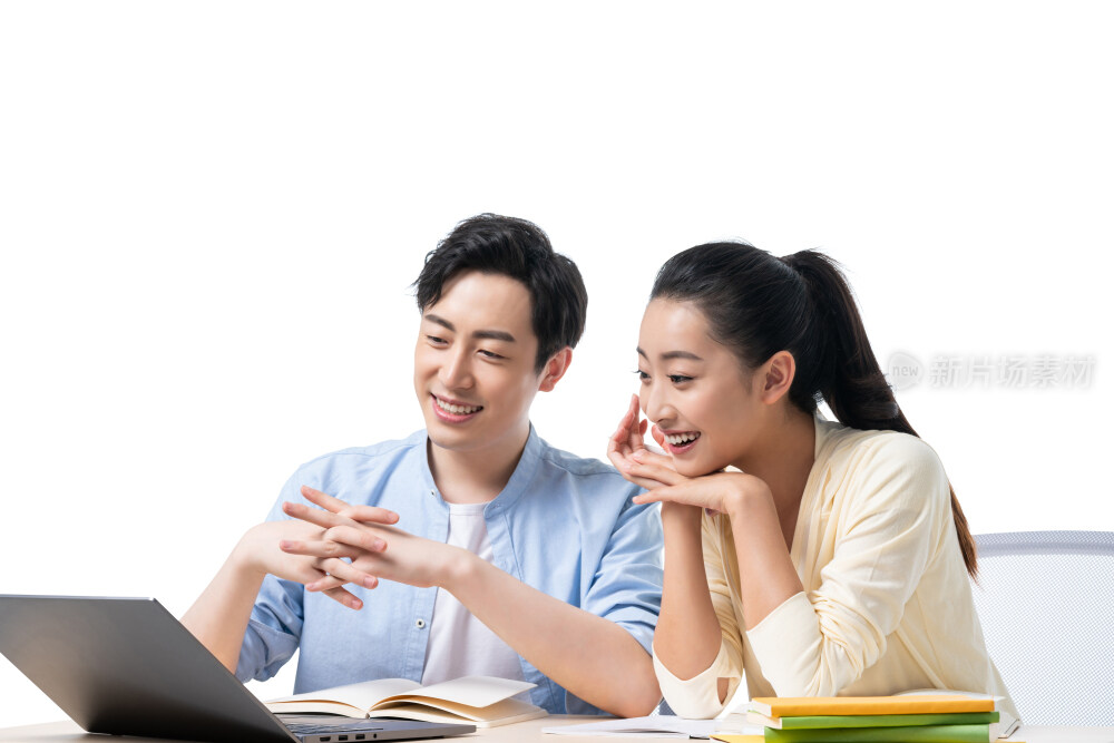 年轻男女一起学习