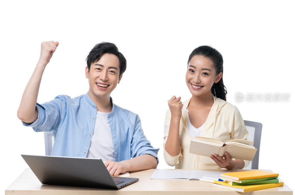 年轻男女一起学习