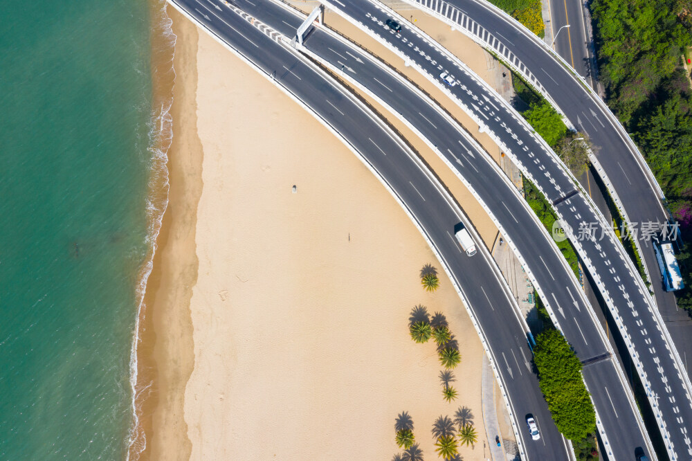 航拍胡里山海滨浴场