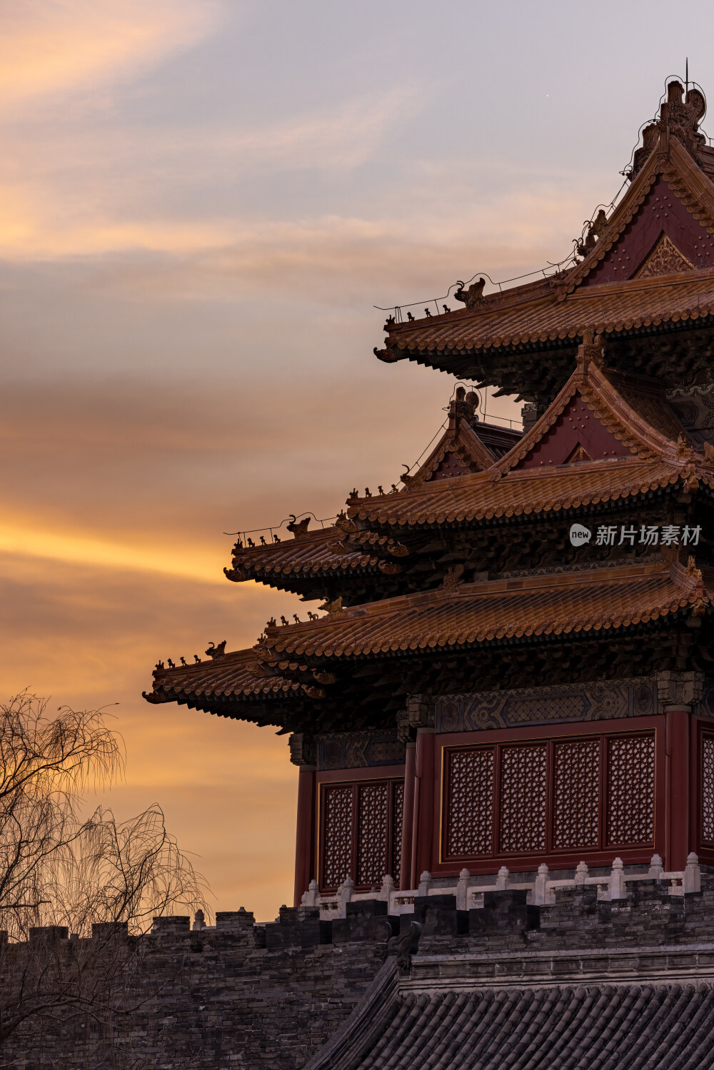 故宫角楼与晚霞