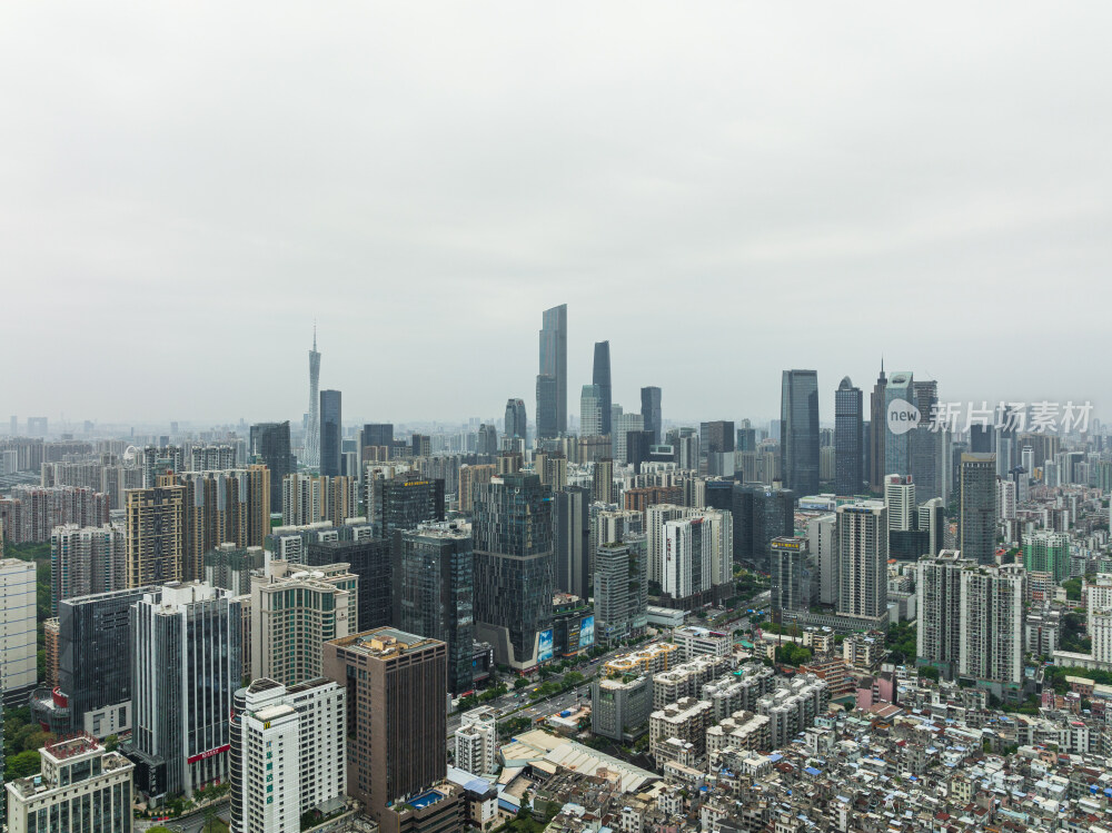 航拍广州天河珠江新城城市天际线CBD