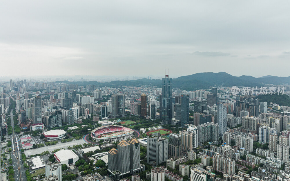航拍广州天河体育中心商圈