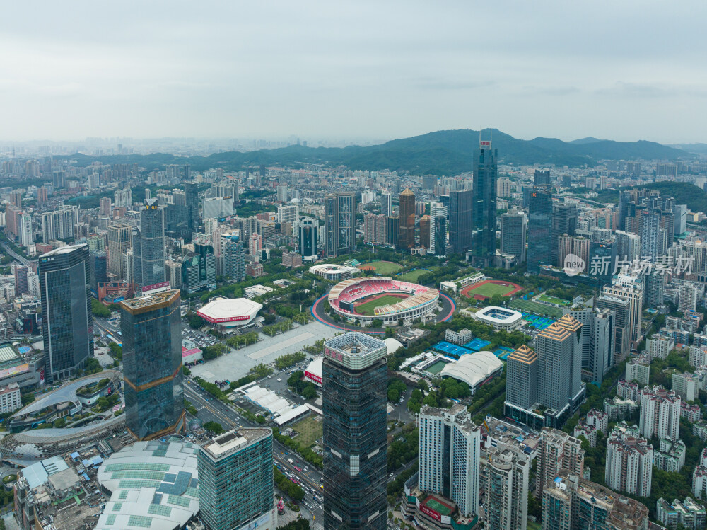 航拍广州天河体育中心商圈