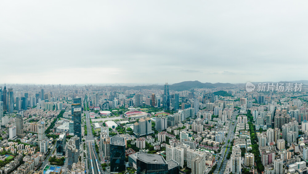 航拍广州天河林和街道全景