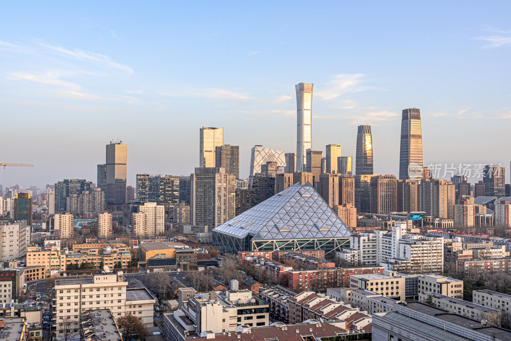 北京国贸cbd商业区建筑蓝调时刻