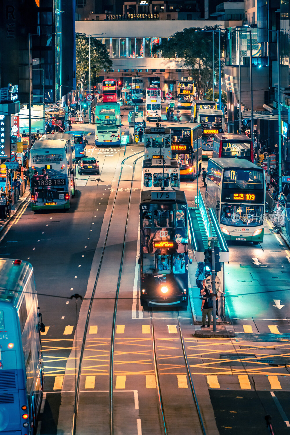 香港城市街道夜景风光街景