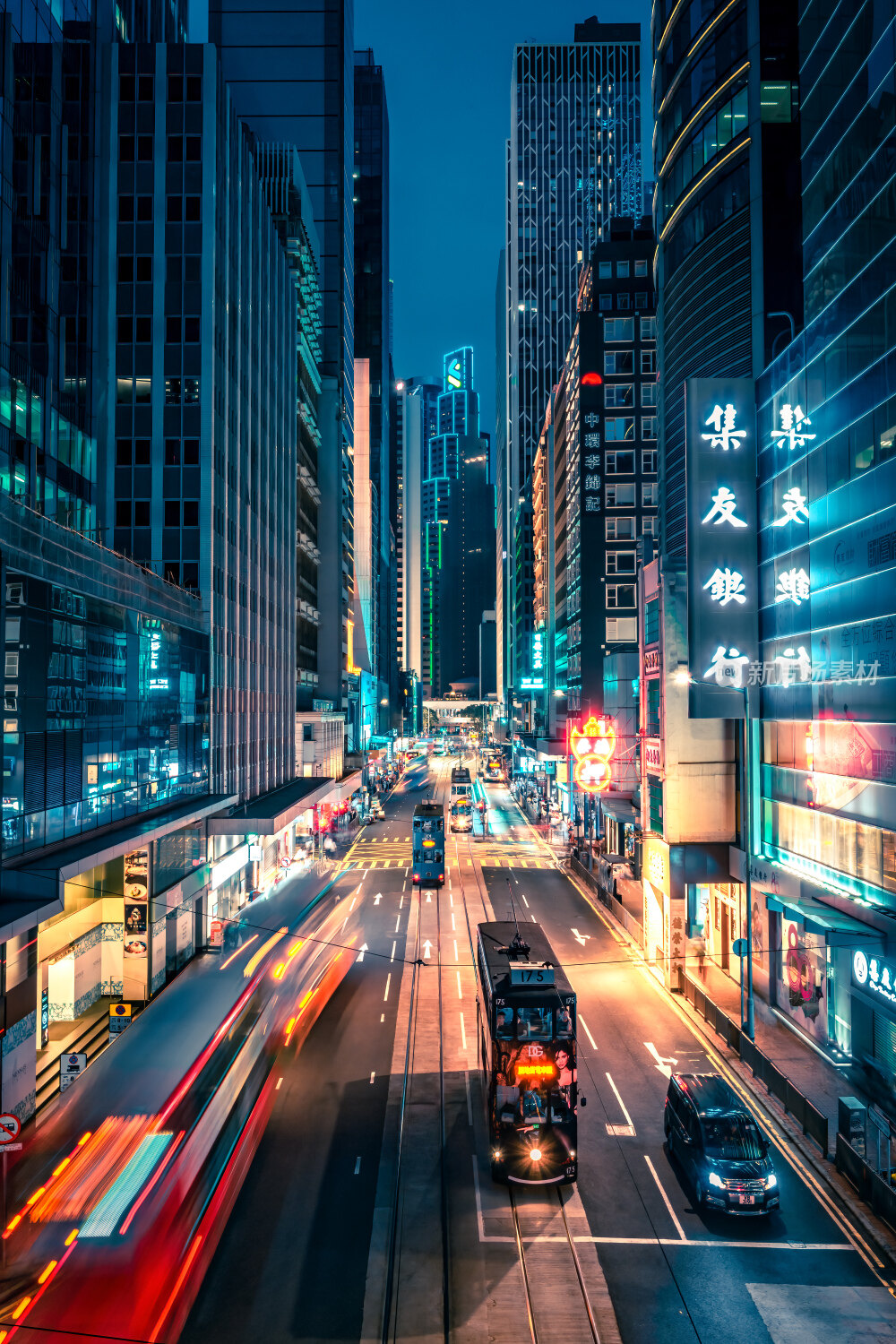 香港城市街道夜景风光街景