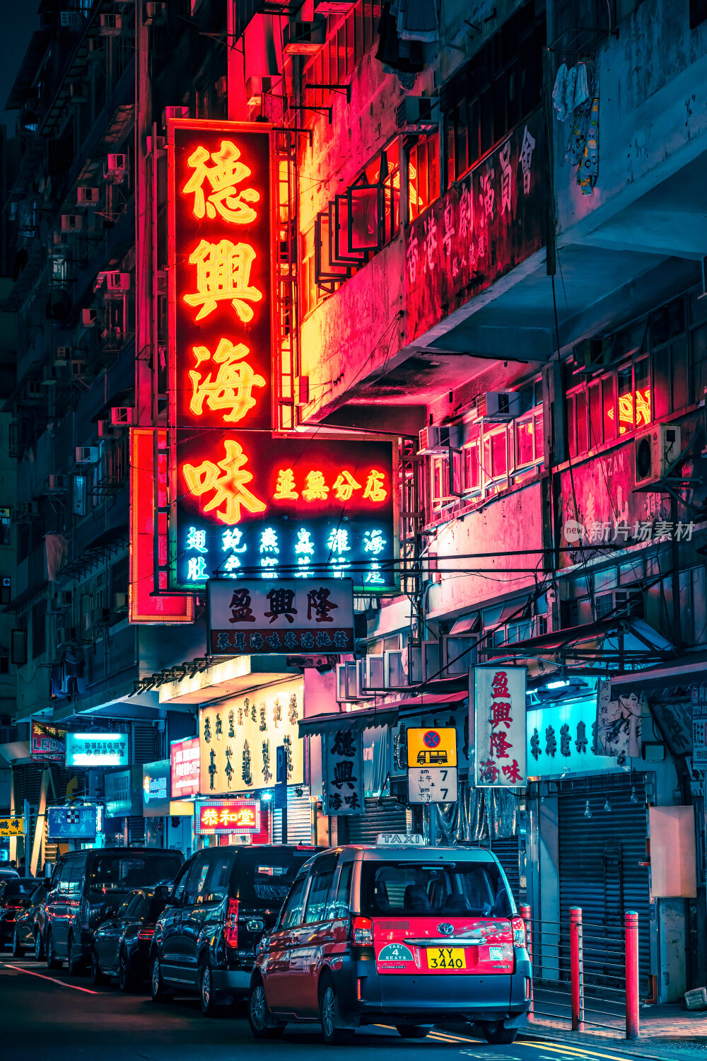 香港城市街道夜景风光街景