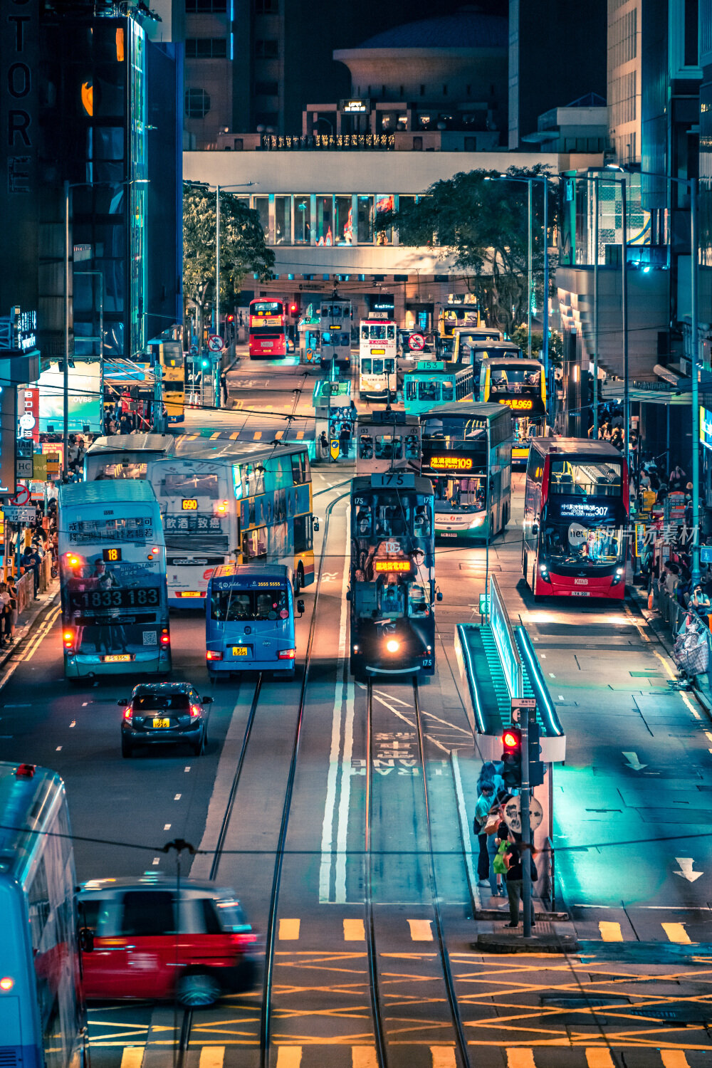香港城市街道夜景风光街景