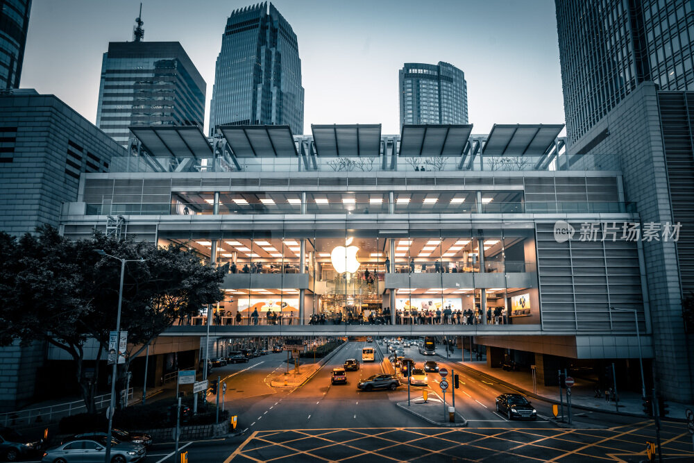 香港城市街道夜景风光街景
