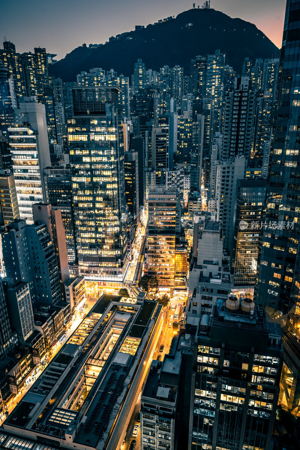 香港城市街道夜景风光街景