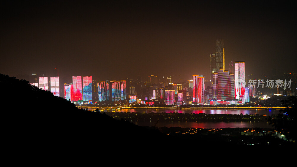 长沙湘江橘子洲城市夜景风光
