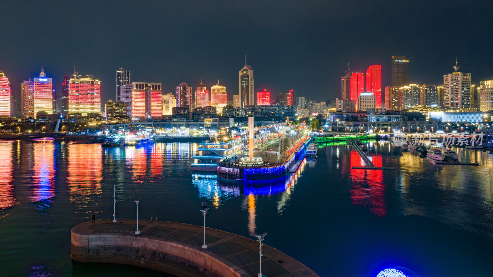青岛奥帆中心夜景航拍