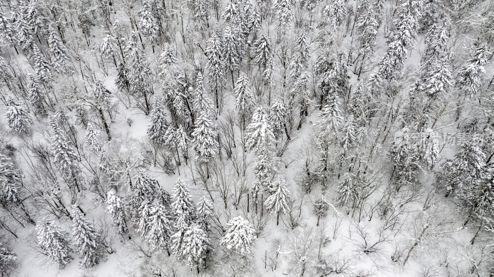张广才岭黑龙江牡丹江段雪景航拍
