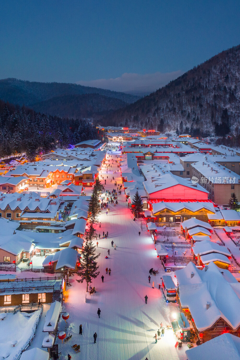 东北雪乡夜景航拍