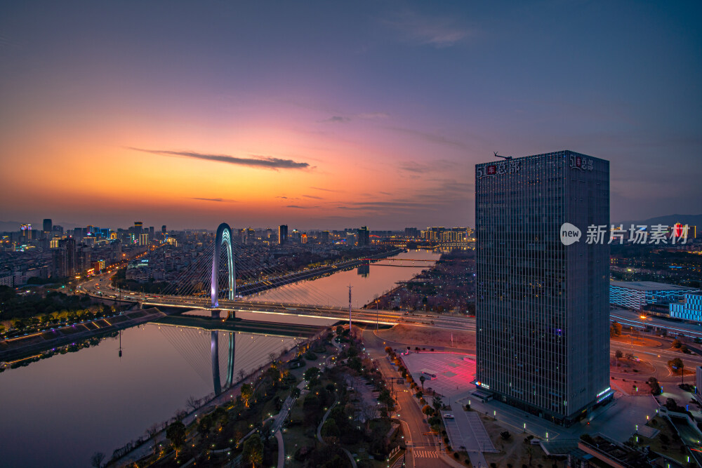 浙江金华金婺大桥晚霞