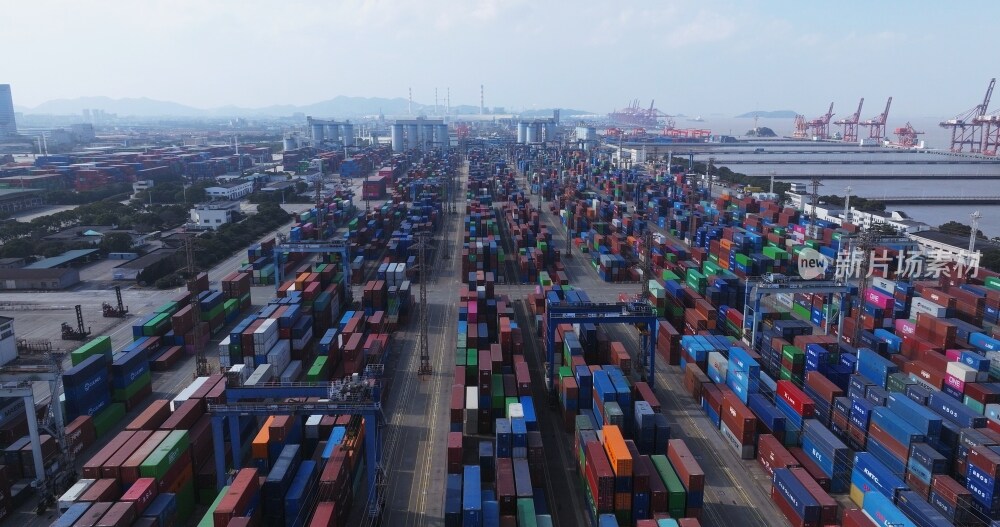 航拍宁波北仑港码头