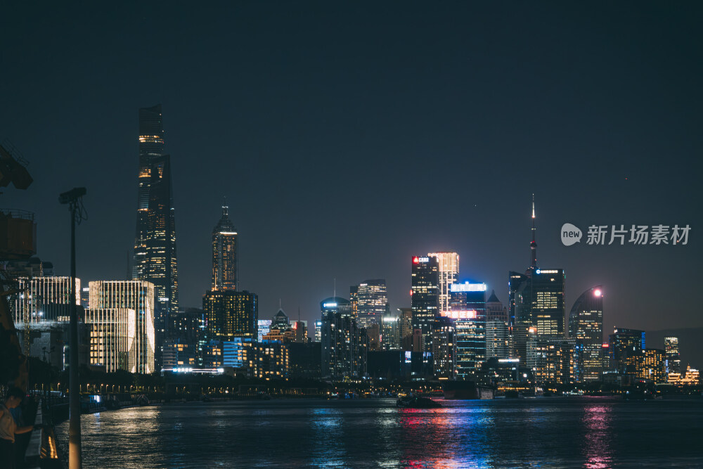 上海黄浦江沿岸的晚霞和夜景