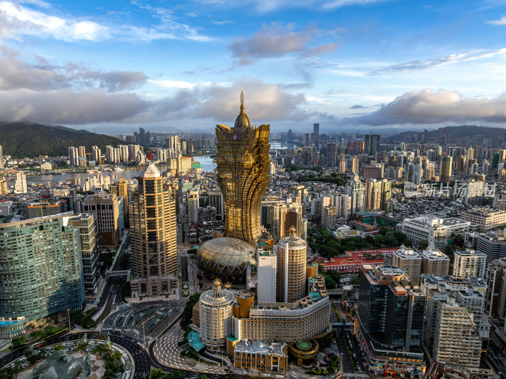 澳门半岛新葡京澳门塔CBD璀璨都市夜色
