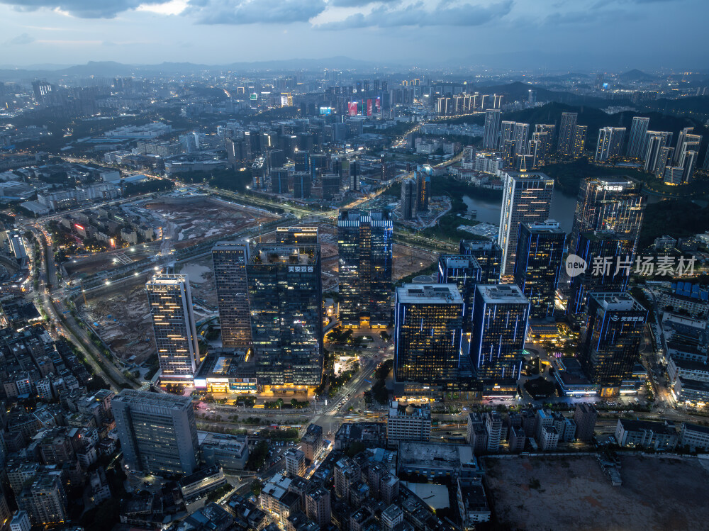 深圳龙岗CBD天安云谷蓝调高空航拍