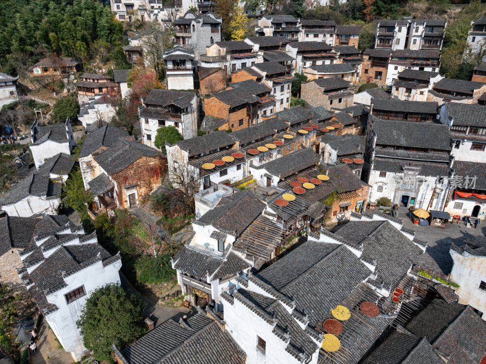 江西上饶婺源网红景点篁岭晒秋航拍