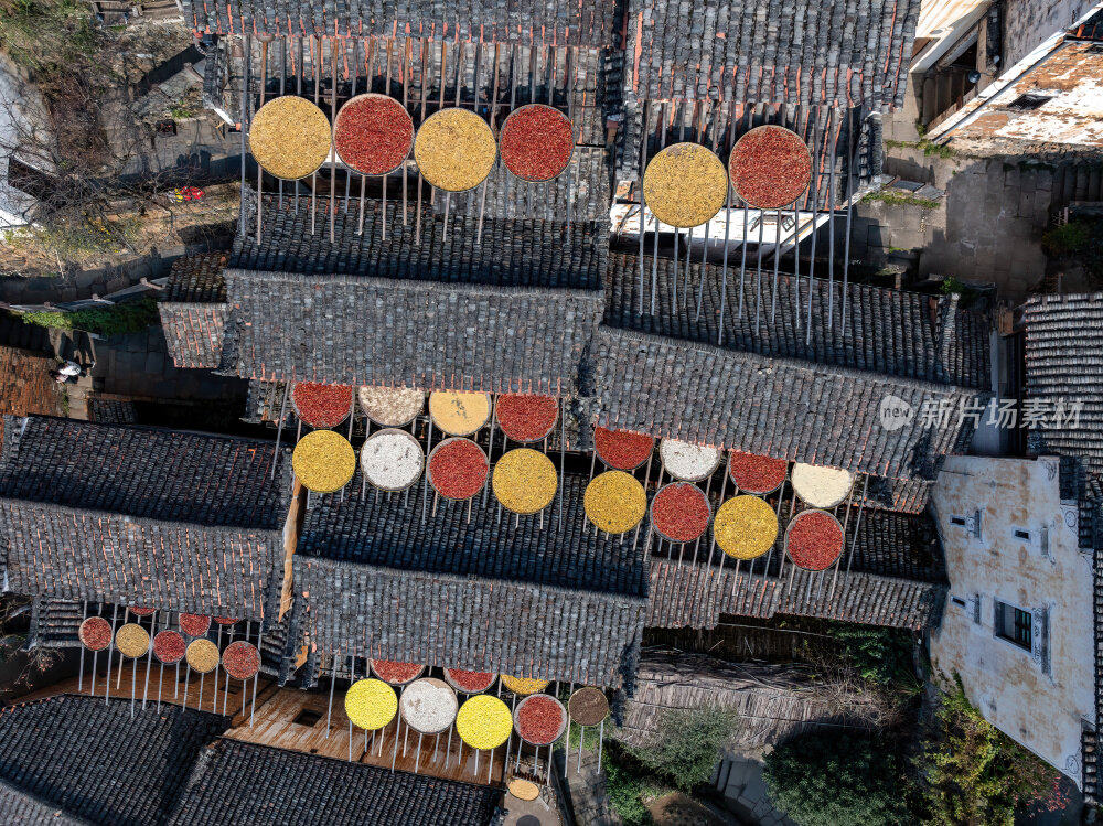 江西上饶婺源网红景点篁岭晒秋航拍