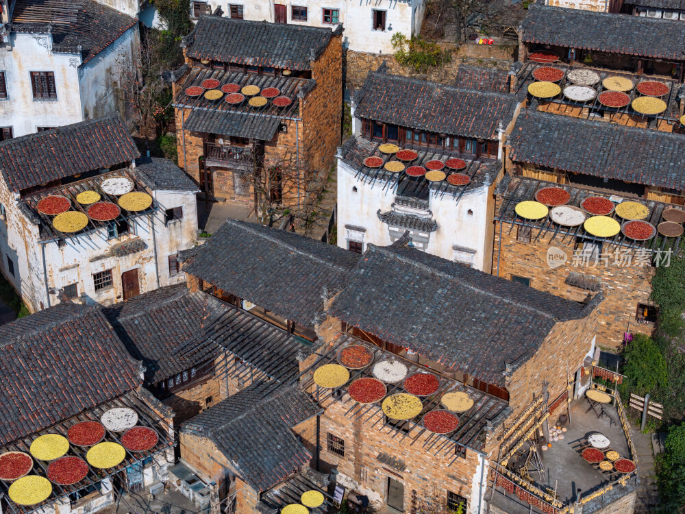 江西上饶婺源网红景点篁岭晒秋航拍