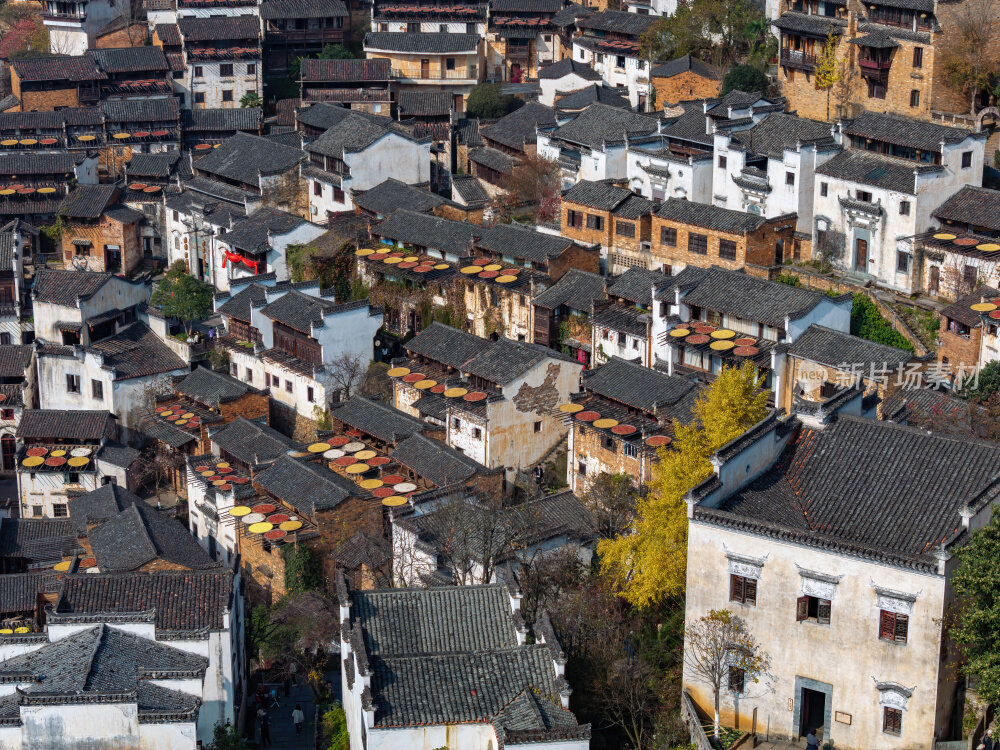 江西上饶婺源网红景点篁岭晒秋航拍