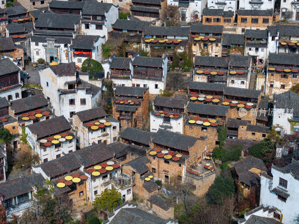 江西上饶婺源网红景点篁岭晒秋航拍