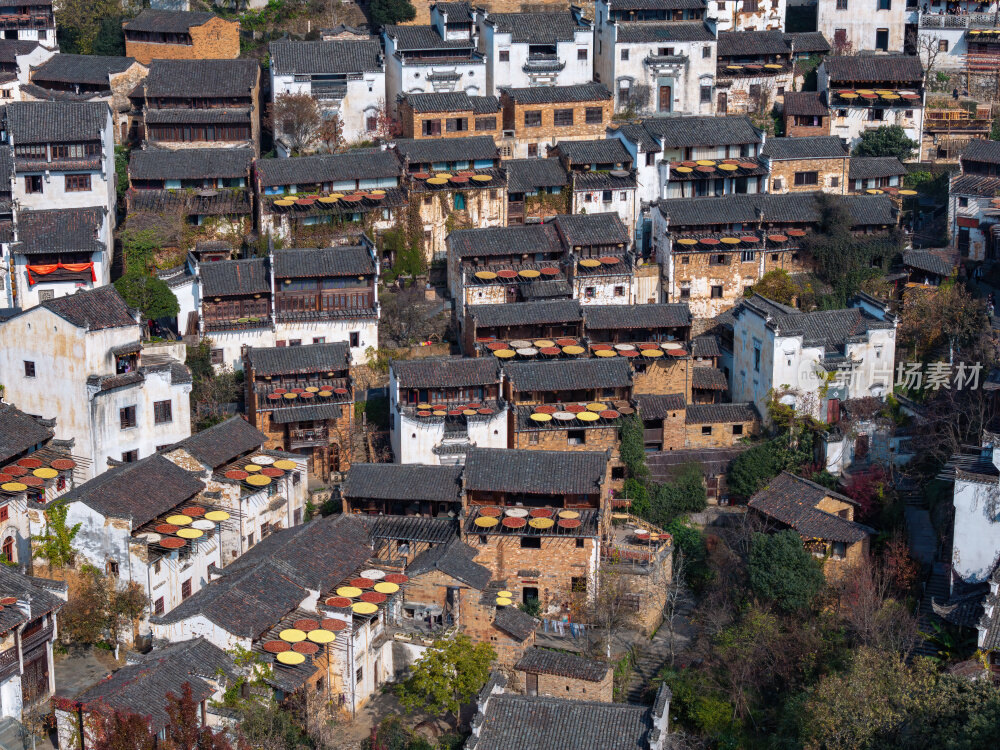 江西上饶婺源网红景点篁岭晒秋航拍
