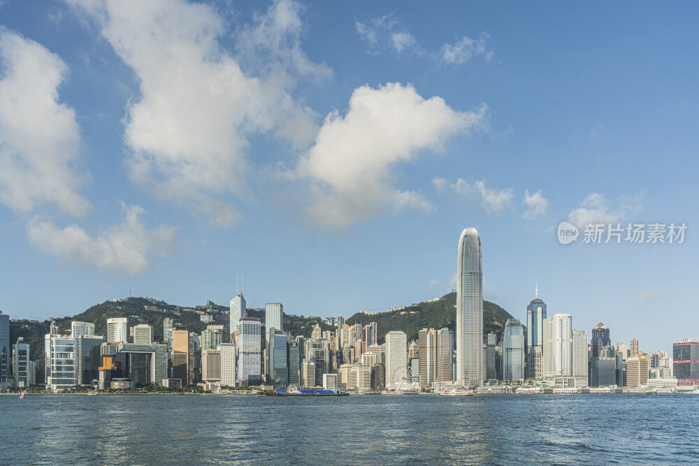 香港维多利亚港城市天际线的壮观景象