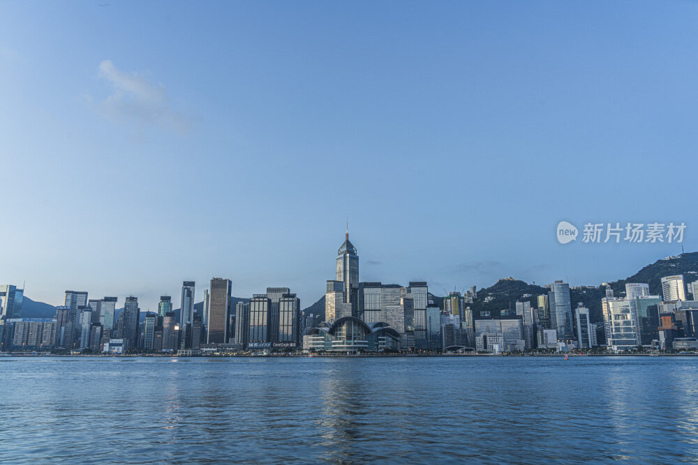 香港维多利亚港城市天际线的壮观景象