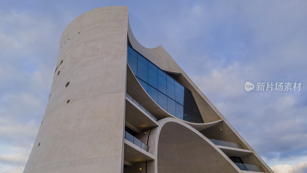 山东省烟台市福山区经济技术开发区黄渤海新区时光塔城市建筑风光航拍