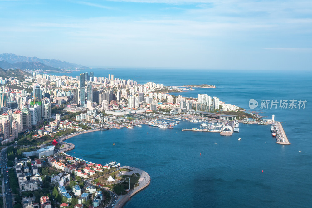 青岛城市风光日出日落火烧云